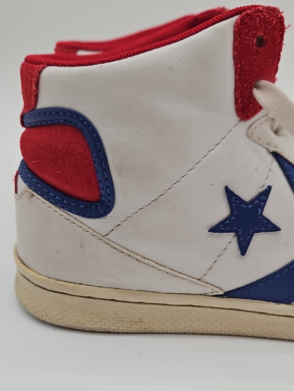 Converse White High-Top Sneakers with Blue Chevron & Red Collar - Picture 7 of 14